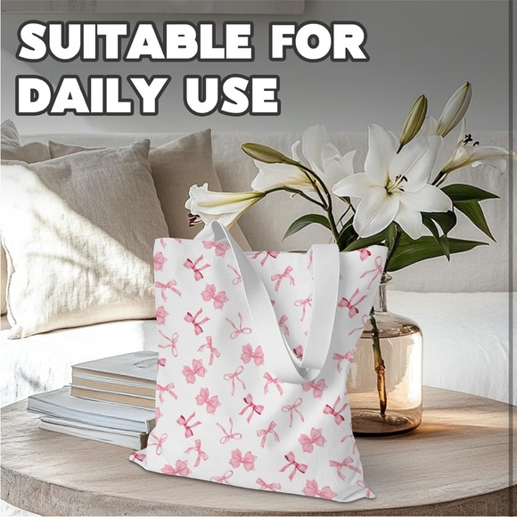 🎀Pink Bow Patterned Tote Bag - Picture 2 of 5